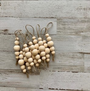 Muestra Gratuita de Artesanía en Madera, Decoración Navideña para Colgar en la Pared, Estilo Boho, Grande y Pequeña, Decoración Natural para el Hogar, Guirnalda de Cuentas de Madera de 58 Pulgadas con Borlas - Product Image 5
