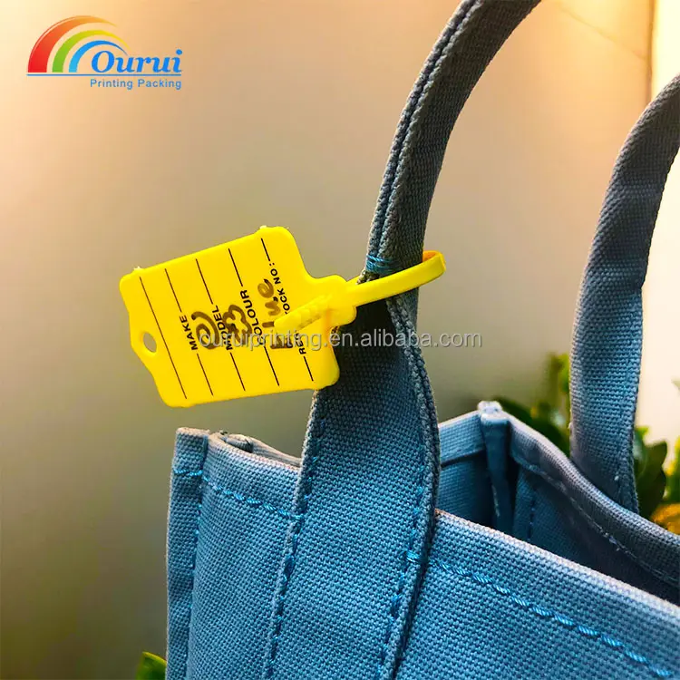 Tag kunci mobil kustom Harga Murah tag gantungan kunci akrilik keamanan ritel/pakaian/tas dasi ritsleting Logo otomatis kuning