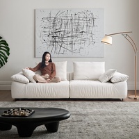 Zayshine Nordic Modernes Cremeweißes Samtstoff Wohnzimmer Set Sofa Modulares 3-Sitzer Apartment Waschbares Aufrechtes Freizeitssofa