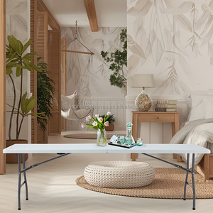 Table pliante d'extérieur portable personnalisée <span class=keywords><strong>de</strong></span> 6,8 pieds, en plastique blanc, design moderne pour événements et fêtes - Product Image 4