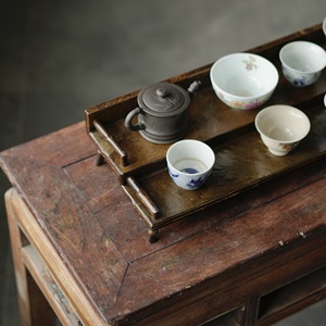 Cliff-shaped bamboo cup holder, desktop <b>tea</b> <b>set</b> organizer, Chinese <b>tea</b> ceremony accessory. - Product Image 4
