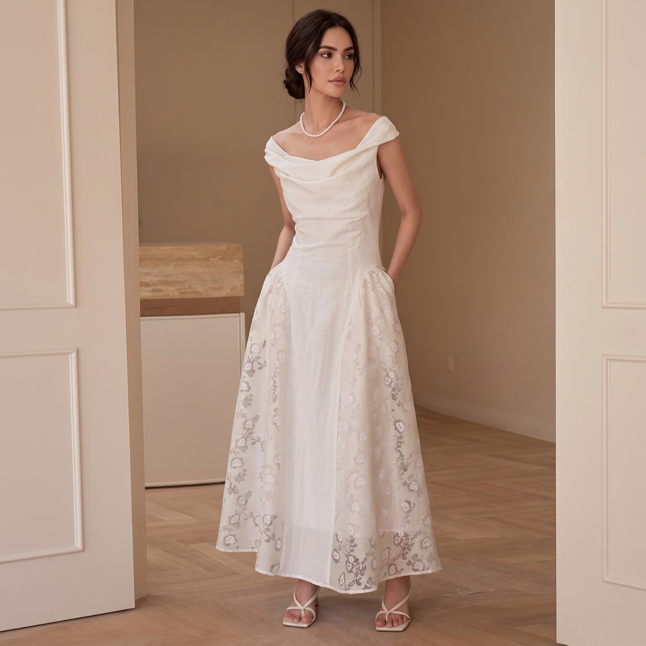 knee length dresses for ladies Isabella Long Sleeve Open Back Lace Dress White– Selfie Leslie main image 1