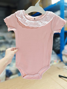 <span class=keywords><strong>Ropa</strong></span> de Verano para Bebés Recién Nacidos, Niña, Cuello de Encaje, Manga Corta, Algodón, con Protector de Vientre Lavable a Máquina - Product Image 3