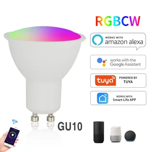 Tuya Wi-Fi Смарт-прожектор GU10 5 Вт rgbcw мобильное приложение затемнением и подбор цветов Поддержка Alexa спикер управления