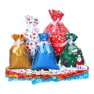Groothandel Kerst Nieuwe Jaar Hallowmas Decoraties Bulk Gift Wrap Trekkoord Zak Tassen Voor Christmas Party Gunsten