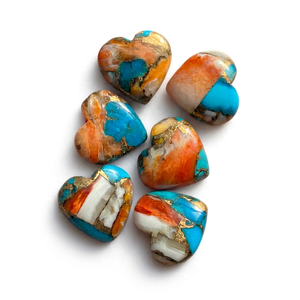Cabochon en forme de cœur en cuivre turquoise, pierre précieuse non montée pour la création de bijoux - Product Image 1