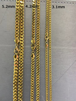 Collier Chaîne Maillons Cubains Facettés Creux en Or Jaune 18K AU750, Épaisseur 3.1mm, 4.2mm, 5.2mm pour Hommes, Bijoux Fins