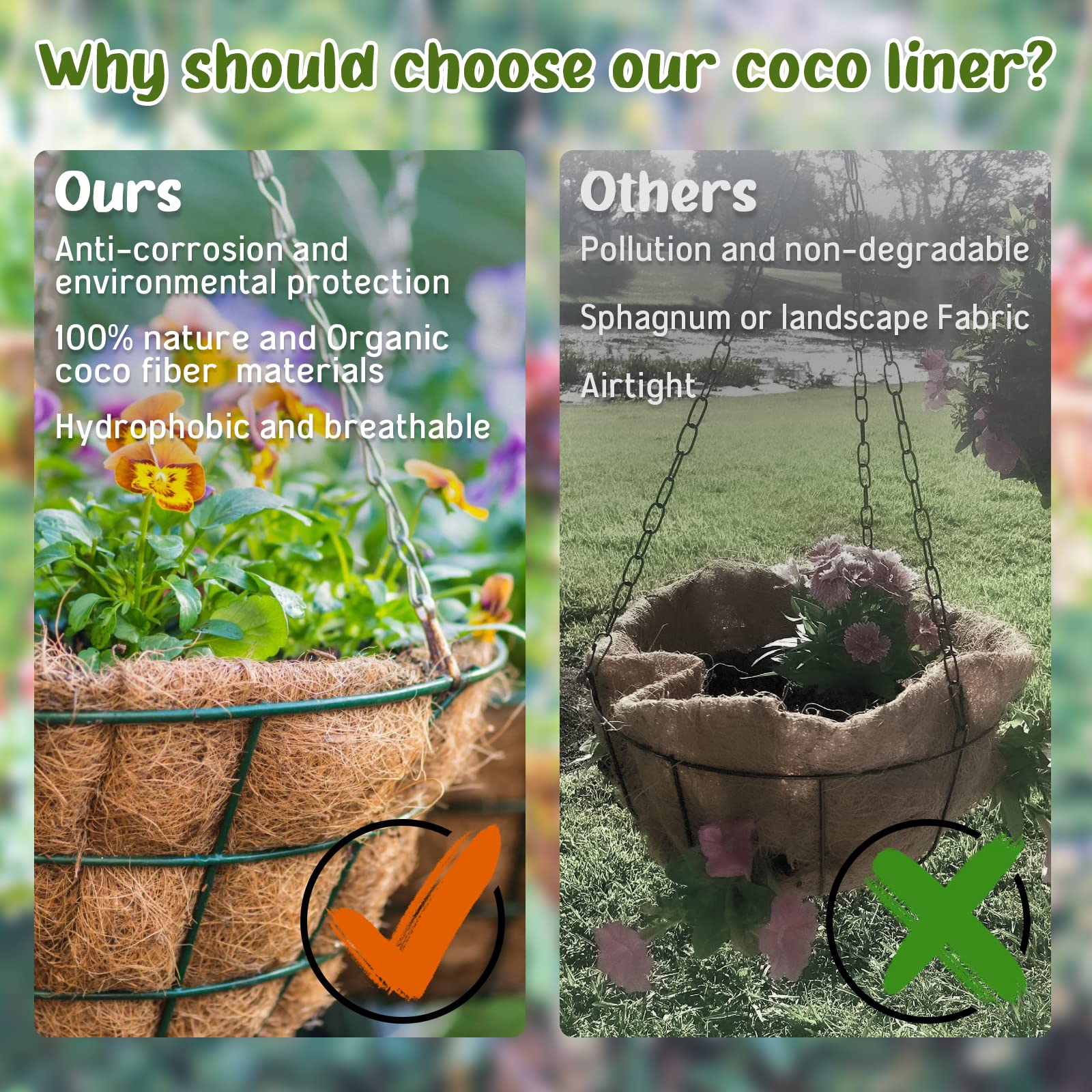 C76 100% Natural Coconut Fiber Planter Liner Round Coco Coir Hanging Basket  Liners for Garden Flower Pots| Alibaba.com