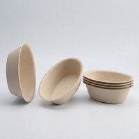 Conteneur alimentaire en bagasse de couleur naturelle, 200 ml, forme elliptique personnalisée, recyclable, sans pollution plastique, bol à salade