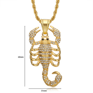 Collares de Moda de Acero Inoxidable con Colgante de Escorpión <span class=keywords><strong>CZ</strong></span> Iced Out Estilo Hip Hop Punk para Hombre al por Mayor - Product Image 6