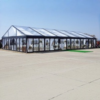 Tentes de réception transparentes en verre pour 500 personnes, en aluminium, pour événements en plein air, toit transparent, tentes de luxe pour mariages et fêtes