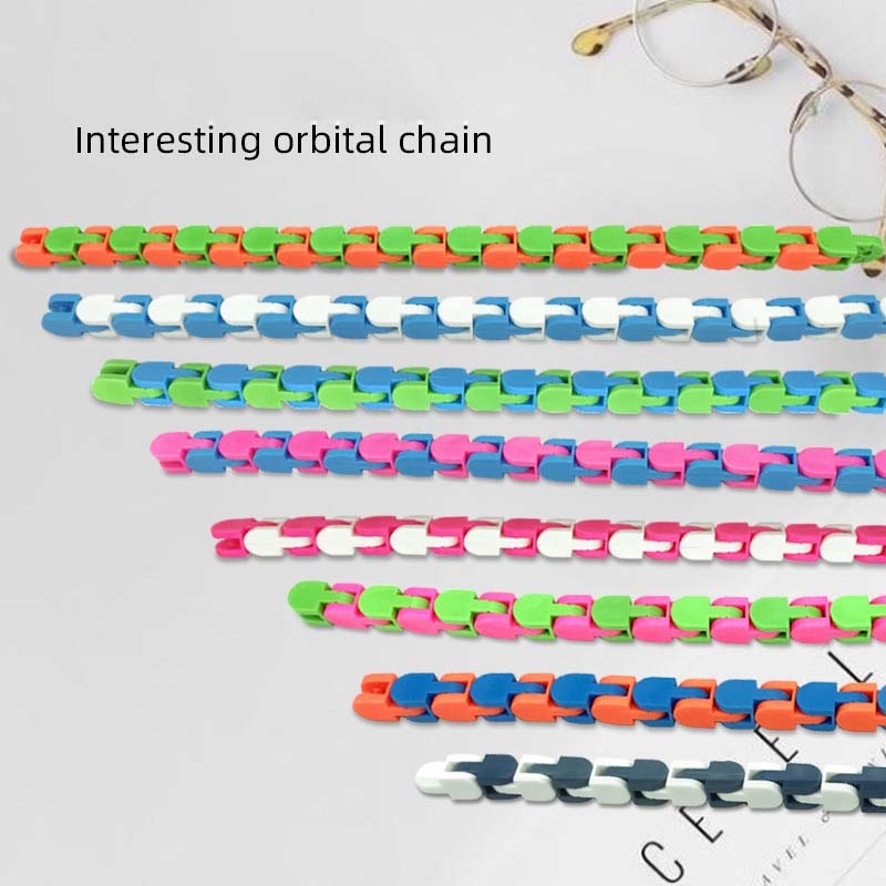 HoveeLuty Jouet sensoriel Wacky Tracks DIY 24 maillons Anti-Stress Chaîne à maillons Fidget Snake Toy Bleu Orange Chaîne à Fidget Sensoriel Jouets Amusants Toys pour Enfants