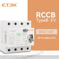 Interruptor Diferencial ETEK Tipo B 10KA 3P+N 40A 30mA RCCB con Informe de Prueba TUV CB, Aprobación CE, 4P 415VAC RCD EKL1-63B