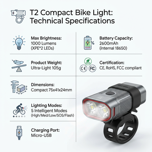 Nueva Luz Delantera para Bicicleta Recargable Tipo-C, LED Súper Brillante, Linterna para Ciclismo Nocturno <span class=keywords><strong>MTB</strong></span>, Resistente al Agua, con Batería - Product Image 6