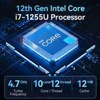 Mini PC 12. ° I7 1255u (a 4,7 GHz) Mini PC para juegos Win11 Pro 4K Dual WiFi Mini computadora de negocios