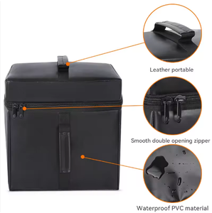 Sacs isothermes personnalisés en cuir imperméable noir pour la livraison de nourriture, sacs à pizza isolés - Product Image 2