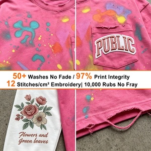 T-shirt à manches longues pour homme, personnalisé, avec motifs graphiques, patchwork, effet vieilli, broderie 3D, impression numérique, double couche, style décontracté - Product Image 2