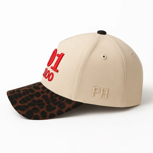 OEM Tùy Chỉnh Leopard Bill Mũ Bóng Chày Cong Brim Một Khung Hat 5 Bảng Điều Chỉnh Cao Cấp Cấu Trúc Thêu Logo Hai Tone Mũ Bóng Chày - Product Image 3
