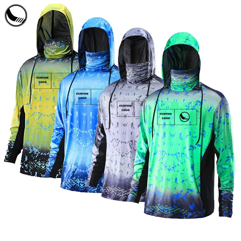 Custom Wholesale Sublimation Fishing Jersey Uv Protection Tournamen Long Sleeve Men Fishing Hoodie Quick Dry Fishing Shirts