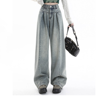 Nouveau Jean Boyfriend Taille Haute Ample à Jambes Larges pour Femme et Fille