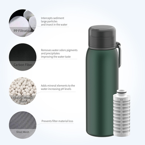 Alkaline lọc nước chai tồn tại ngoài trời thể thao Loại bỏ kim loại nặng lọc nước chai nước lọc chai - Product Image 3
