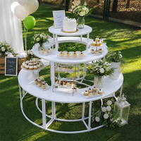 Table de fête ronde en métal à 3 niveaux personnalisée ZKAI, table de dessert pour mariage, anniversaire, présentoir à gâteaux blanc