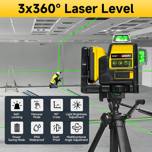CISIVIS CJ Nível A Laser Preço De Fábrica 3 Lados * 360 Graus Linhas Verticais Nível A Laser Horizontal Nível De Luz Verde Conjunto Inteiro - Product Image 4