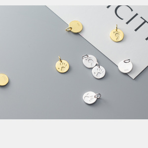 Dijes de pie de Bady de plata de ley S925, colgante de moneda de 8mm para bebé recién nacido, regalo de <span class=keywords><strong>Palma</strong></span> - Product Image 4