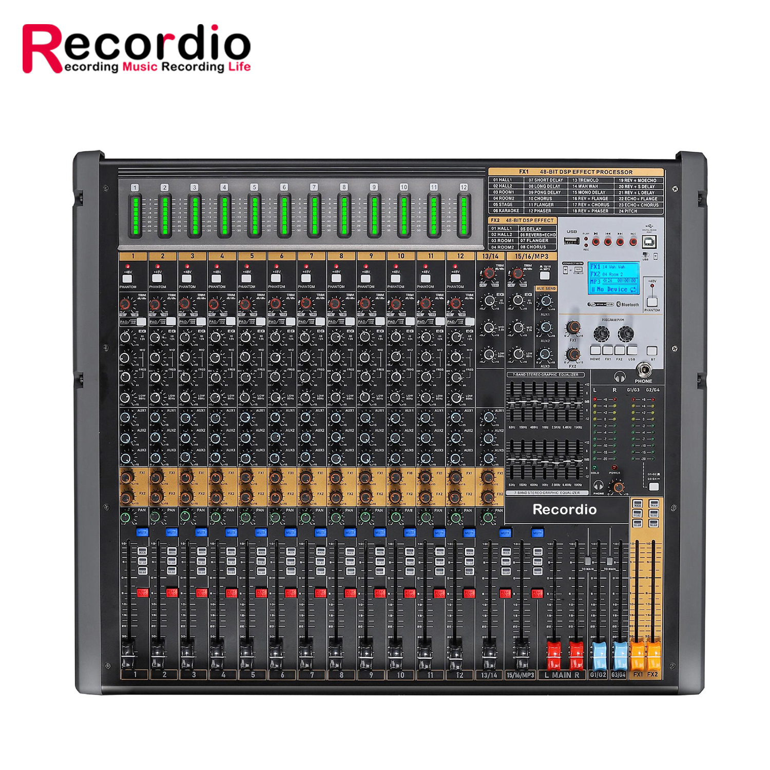 GAX-TFB16 Новый TFB серии смеситель 16-канальный сцены DJ микшер с звуковая карта 4 группы rgb выход с разъемом подачи внешнего сигнала AUX смеситель