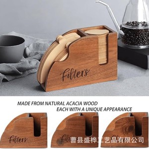 Wooden Coffee Filter Storage Box With <b>Paper</b> Filters Holder For <b>Kitchen</b> Use Eco Friendly Rectangle Shape - Product Image 5