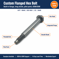 Boulon hexagonal à bride personnalisé avec pointe pilote intégrée et tige longue pour bloc moteur OEM ODM