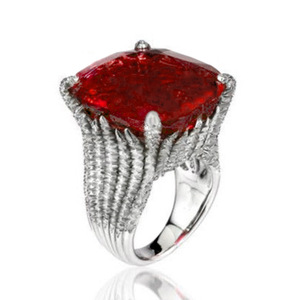 Anello Geometrico Rosso da Donna, Gioiello di Moda Audace, Anello da Dito - Product Image 1