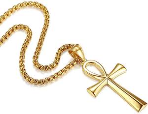 Collar con Colgante de Cruz Ankh <span class=keywords><strong>Egipcio</strong></span> <span class=keywords><strong>Copto</strong></span> Vintage Simple, Oración de la Serenidad Antigua, Acero Inoxidable, para Hombre - Product Image 6