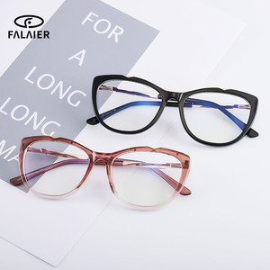 Monture de lunettes Falaier œil de chat, monture complète TR90, anti-lumière bleue, design artistique pour femme, verres noirs, matériau AC - Product Image 3