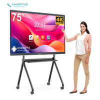 Papan Tulis Interaktif Digital Multi Touch 65 Inch 4K UHD dari Leaderhub US Warehouse, Tersedia di Gudang, untuk Sekolah, Konferensi, Rapat