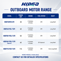 Moteur hors-bord HIDEA HDEF60 FVEL-T EFI 60HP 4 temps, moteur marin EFI, démarrage électrique, télécommande, arbre long pour bateau
