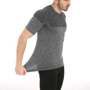 Custom Men's Slim Fit Sporty T-Shirt Quick Drying Breathable High Elasticity Seamless <b>Knitted</b> <b>Tight</b> Clothes Print for Sports - Product Image 5