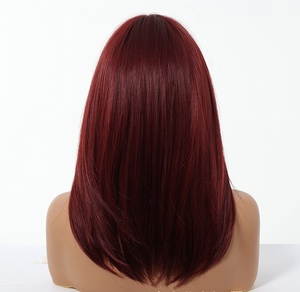 Perruque synthétique sans lacet, lisse crépu, usage quotidien, fibre haute température résistante à la chaleur, brun <span class=keywords><strong>blond</strong></span> <span class=keywords><strong>dégradé</strong></span>, 150% - Product Image 4