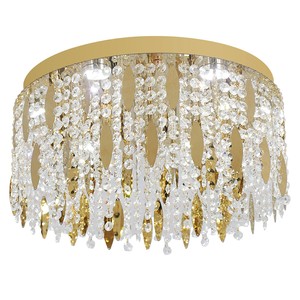 Luminaires de plafond LED modernes en cristal doré rond, en acier inoxydable doré de luxe, changeant de couleur (3 couleurs), pour chambre à coucher - Product Image 1