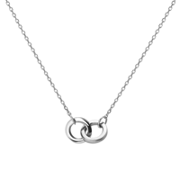 Collier ras du cou moderne en acier inoxydable plaqué or avec double cercle d'amour, pendentif tendance avec chaîne à maillons, bijoux 316