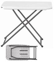 Table portable en plastique HDPE à pieds en X réglable en hauteur pour étude, ordinateur portable, camping, pique-nique, canapé, intérieur/extérieur