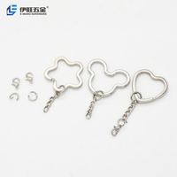 YIWANG Factory Wholesale Silver Mickey Key Chain Metal DIY Heart Flat Split Key Ring Keychain Ring Parts