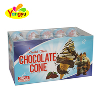 Vente en gros de bonbons halal, biscuits amusants fourrés au chocolat, cornet de crème glacée croustillant