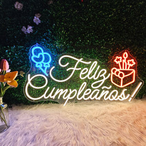 Feliz CumpleanosThere Hell Here Enseigne au néon pour décoration murale Art mural au néon Acrylique LED Lumières avec chaîne suspendue Décoration de chambre - Product Image 2