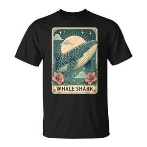 Camiseta con diseño de carta del tarot de Tiburón Ballena, unisex, talla mediana para adultos, diseño gráfico con estampado de animales marinos - Product Image 1