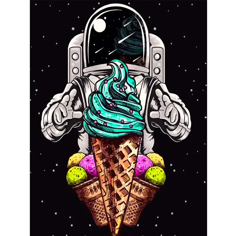 The Ice-cream Cones And An Astronaut Diamond Painting Needlework Cross Stitch Diamond Embroidery Home Art Canvas Painting