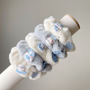 Enfants mignon dessin animé élastique bandeau de cheveux pour enfants bleu et blanc élastique en peluche queues de cheval filles douces chouchous mignons - Product Image 1