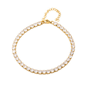 Pulsera de tenis de moda en oro y acero con cadena de circonitas para hombre y mujer, joyería de regalo. - Product Image 5