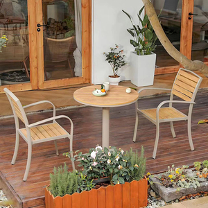 Set da Pranzo da Giardino per 8 Persone Resistente alle Intemperie, Tavolo in Legno Plastico e Sedie con Braccioli, <span class=keywords><strong>Dimensioni</strong></span> Personalizzabili, Vendita all'Ingrosso - Product Image 4