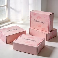Cajas de Envío de Cartón Corrugado Reciclables con Logotipo Personalizado, MOQ Bajo, Color Rosa, para Regalos, Zapatos, Ropa, para Pequeñas Empresas